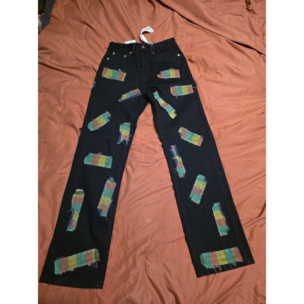 Watson Denim MFG Co Black Patchwork Jeans Men's 28x28 NWT Designer Streetwear